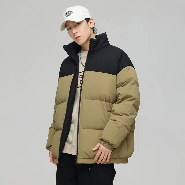 依文 经典暖冬系列简约防寒保暖宽松基础款休闲百搭立领拼色羽绒服 男女同款 白色