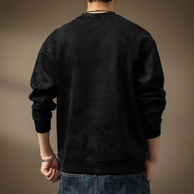 贵色 秋季 美式复古阿美咔叽风扎染圆领长袖男士潮牌重磅高街痞帅城市机能日常出行穿搭休闲套头上衣卫衣 宽松型 男女同款