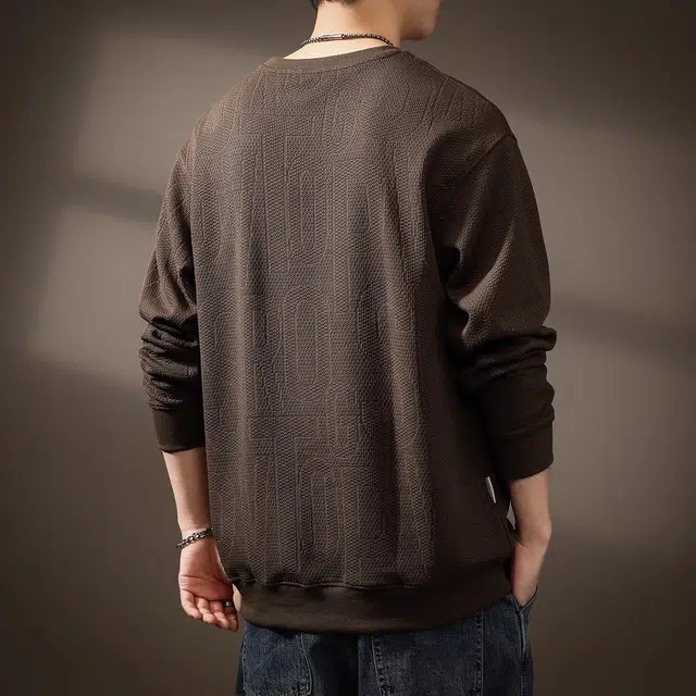 贵色 美式复古针织提花宽松刺绣卫衣 男款