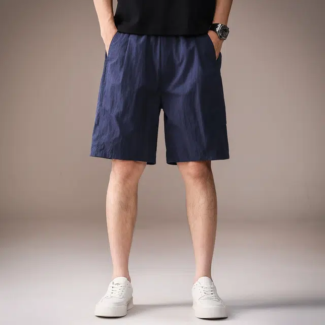 贵色 夏季 美式潮流复古百搭运动速干男士纯色简约风时尚潮牌户外穿搭五分休闲中裤工装短裤 宽松 男女同款
