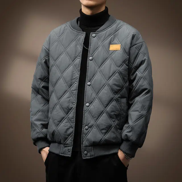 贵色  秋季 时尚潮流高端空气棉轻薄保暖防风棉衣男士潮牌纯色简约拼接设计感休闲日常出行穿搭外套棒球服 宽松型 男女同款