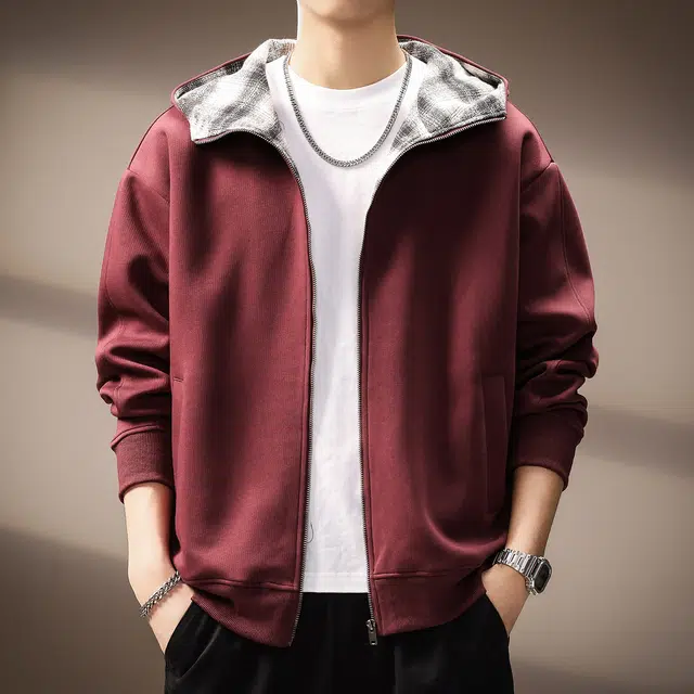 贵色 阿美咔叽纯色高端开衫格子高街风美式潮流拉链城市机能休闲宽松夹克外套卫衣 男女同款