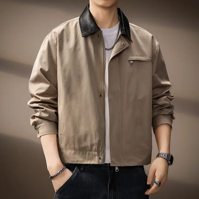 贵色 美式高端潮牌设计感撞色翻领复古休闲城市机松百搭上衣夹克外套 男女同款