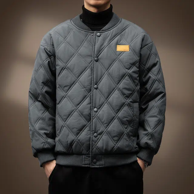 贵色  秋季 时尚潮流高端空气棉轻薄保暖防风棉衣男士潮牌纯色简约拼接设计感休闲日常出行穿搭外套棒球服 宽松型 男女同款