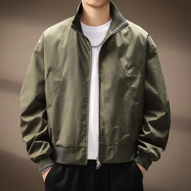 贵色 美式宽松廓形立领飞行潮流复古斜插袋设计休闲外穿日常出行棒球服夹克外套 男女同款