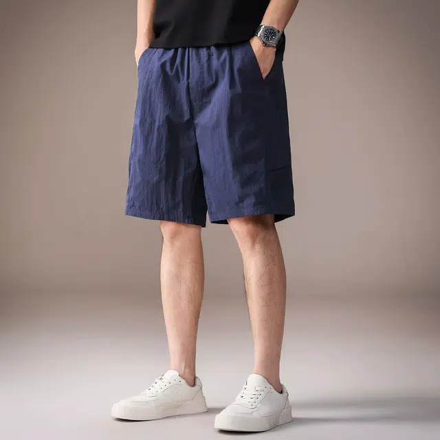 贵色 夏季 美式潮流复古百搭运动速干男士纯色简约风时尚潮牌户外穿搭五分休闲中裤工装短裤 宽松 男女同款