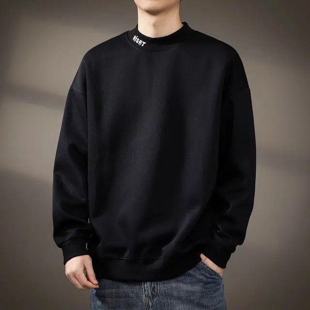 贵色 半高领字母刺绣宽松卫衣 男款
