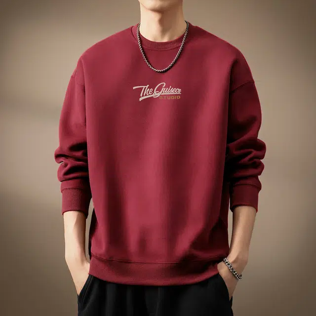 贵色 秋季 时尚潮流百搭美式复古重磅圆领长袖男士潮牌字母印花设计日常出行穿搭休闲上衣衫卫衣 宽松型 男女同款