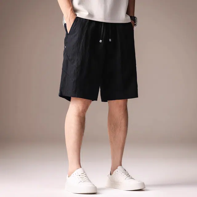 贵色 夏季 城市机能系列吸湿排汗纯色弹力口袋运动速干透气轻薄日系复古百搭五分冰丝中裤休闲短裤 宽松 男女同款