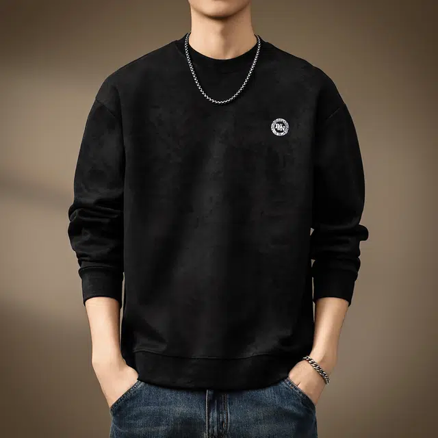 贵色 秋季 美式复古阿美咔叽风扎染圆领长袖男士潮牌重磅高街痞帅城市机能日常出行穿搭休闲套头上衣卫衣 宽松型 男女同款