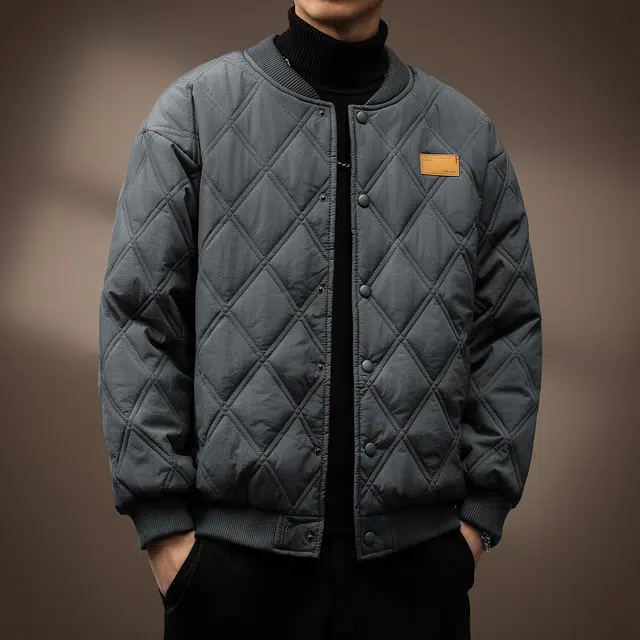 贵色  秋季 时尚潮流高端空气棉轻薄保暖防风棉衣男士潮牌纯色简约拼接设计感休闲日常出行穿搭外套棒球服 宽松型 男女同款