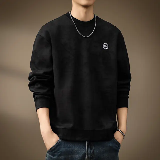 贵色 秋季 美式复古阿美咔叽风扎染圆领长袖男士潮牌重磅高街痞帅城市机能日常出行穿搭休闲套头上衣卫衣 宽松型 男女同款