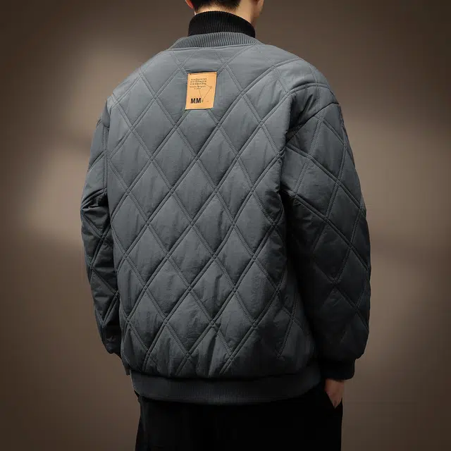 贵色  秋季 时尚潮流高端空气棉轻薄保暖防风棉衣男士潮牌纯色简约拼接设计感休闲日常出行穿搭外套棒球服 宽松型 男女同款