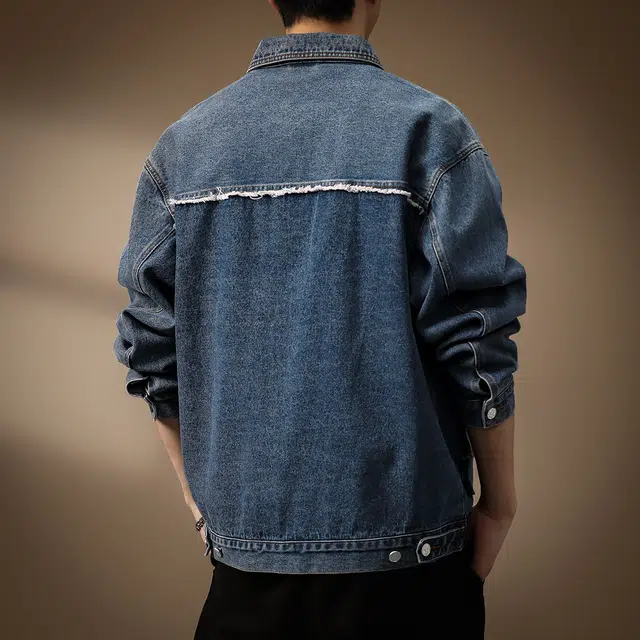 贵色 秋季 美式潮流复古高街痞帅重磅男士潮牌时尚百搭水洗做旧耐磨休闲猎装工装夹克上衣牛仔外套 宽松型 男女同款