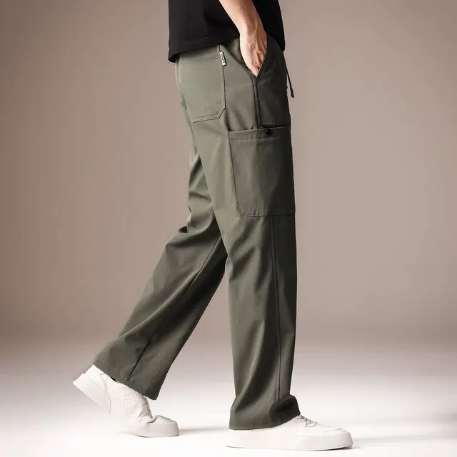 贵色 夏季 户外出行经典百搭潮牌伞兵男士时尚潮流纯色简约拼接口袋设计直筒运动舒适透气垂感阔腿休闲工装裤 宽松 男女同款