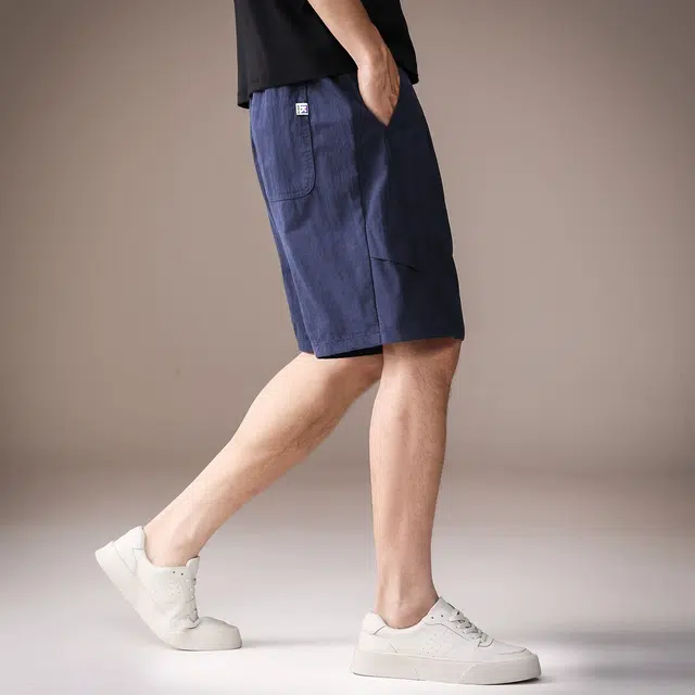 贵色 夏季 美式潮流复古百搭运动速干男士纯色简约风时尚潮牌户外穿搭五分休闲中裤工装短裤 宽松 男女同款