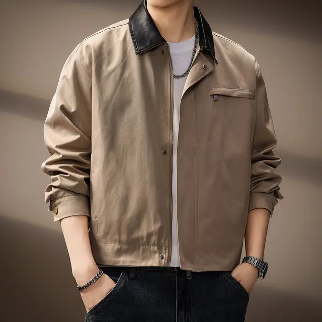 贵色 美式高端潮牌设计感撞色翻领复古休闲城市机松百搭上衣夹克外套 男女同款