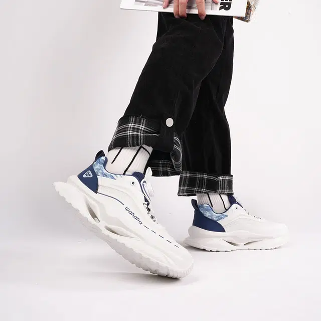 娃哈哈 织物 简约拼色 复古百搭  时尚潮流 减震耐磨透气包裹性 低帮 生活休闲鞋 男款