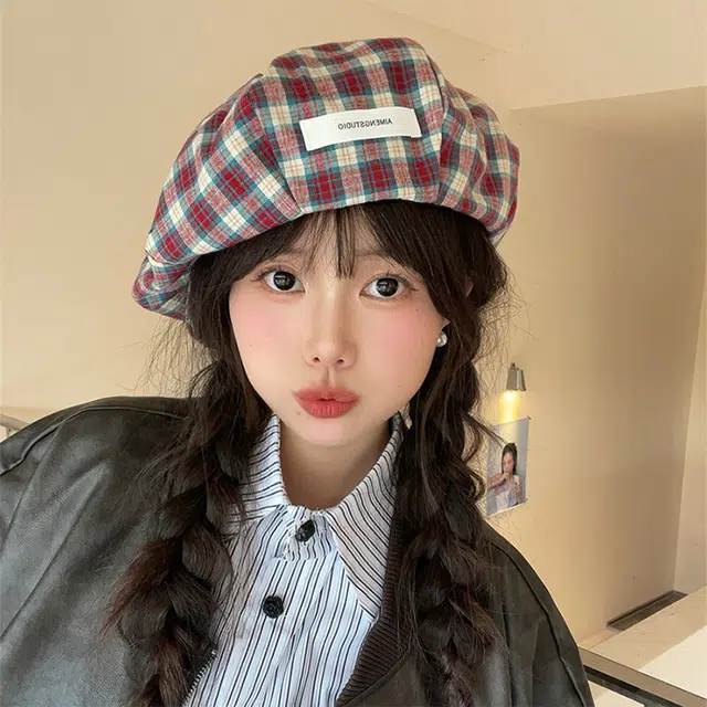 心水好物 复古格纹云朵格子显脸小复古百搭文艺 棉 贝雷帽 女款