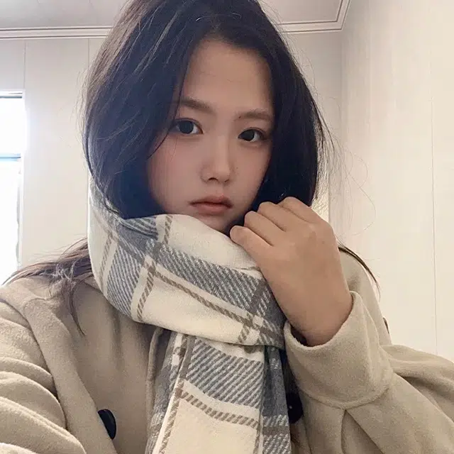 心水好物 高级感韩系小清新百搭黑白格纹柔软保暖加厚披肩围脖 礼盒装 聚酯纤维 绒线围巾 男女同款情侣款