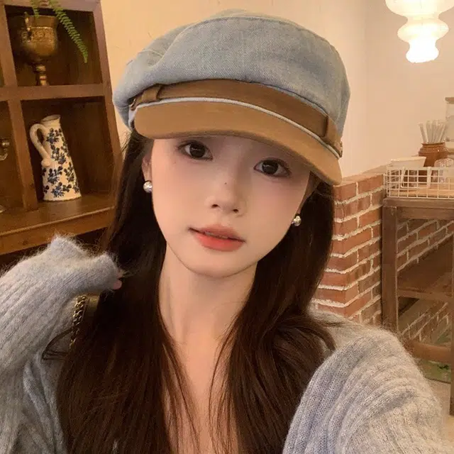 心水好物 韩版水洗牛仔拼接鸭舌显脸小防晒遮阳帽 棉  贝雷帽  男女同款情侣款
