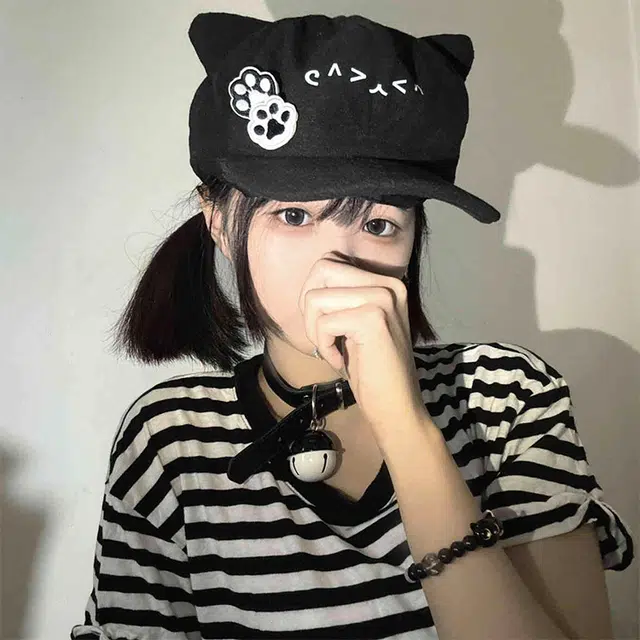 心水好物 猫耳加厚户外休闲可爱卡通 聚酯纤维 鸭舌帽 男女同款情侣款