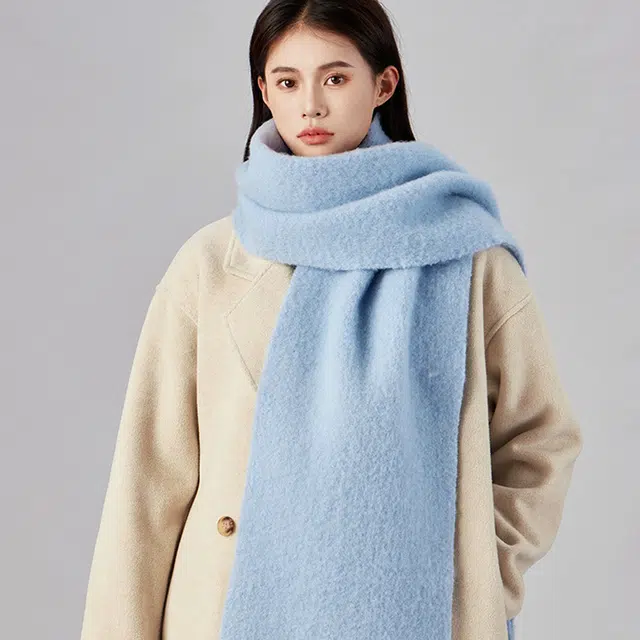 心水好物 舒适不扎脖蓬松保暖长款流苏 羊毛 绒线围巾 男女同款情侣款