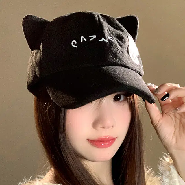 心水好物 猫耳加厚户外休闲可爱卡通 聚酯纤维 鸭舌帽 男女同款情侣款