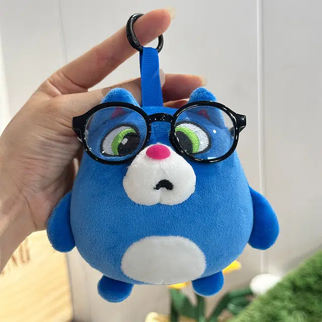 心水好物 可爱蓝色胖猫录音挂饰搞怪卡通月半猫包包背包 聚酯纤维 挂件 男女同款情侣款
