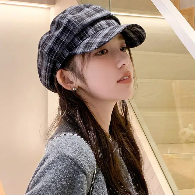心水好物 英伦风复古格纹休闲百搭宽檐显脸小潮流八角帽 棉 贝雷帽 男女同款情侣款