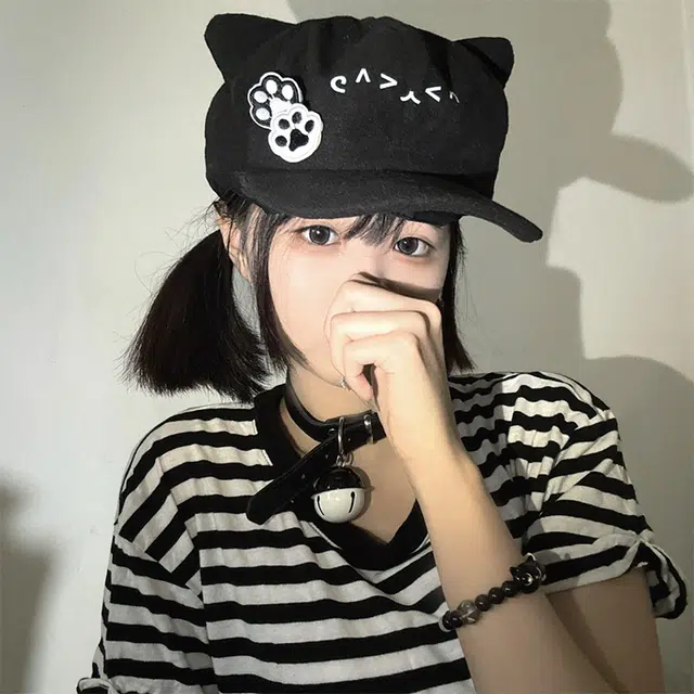 心水好物 猫耳加厚户外休闲可爱卡通 聚酯纤维 鸭舌帽 男女同款情侣款
