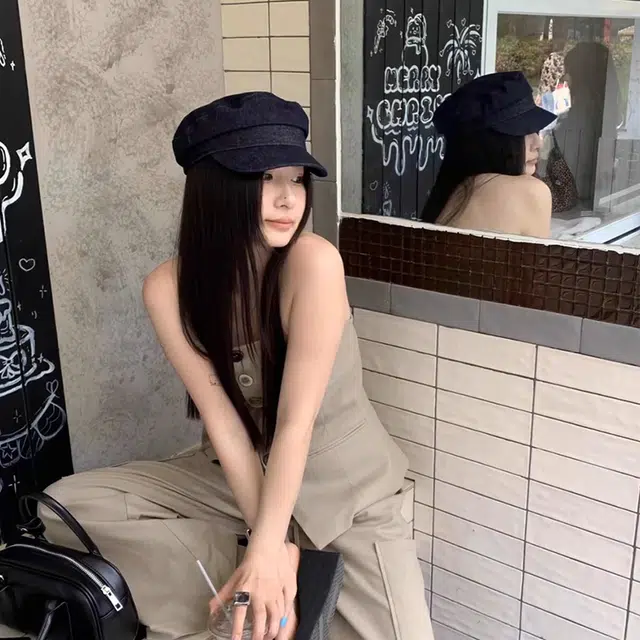 心水好物 时尚百搭平顶纯色海军帽水洗牛仔高级感 棉  贝雷帽 男女同款情侣款