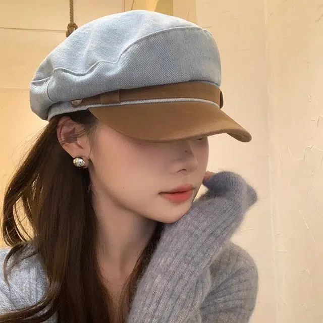 心水好物 韩版水洗牛仔拼接鸭舌显脸小防晒遮阳帽 棉  贝雷帽  男女同款情侣款