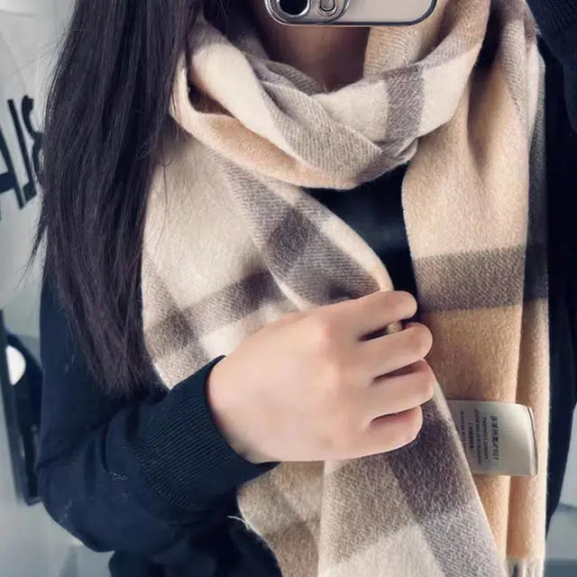 心水好物 英伦学院风经典格纹保暖百搭 绒线围巾 男女同款情侣款