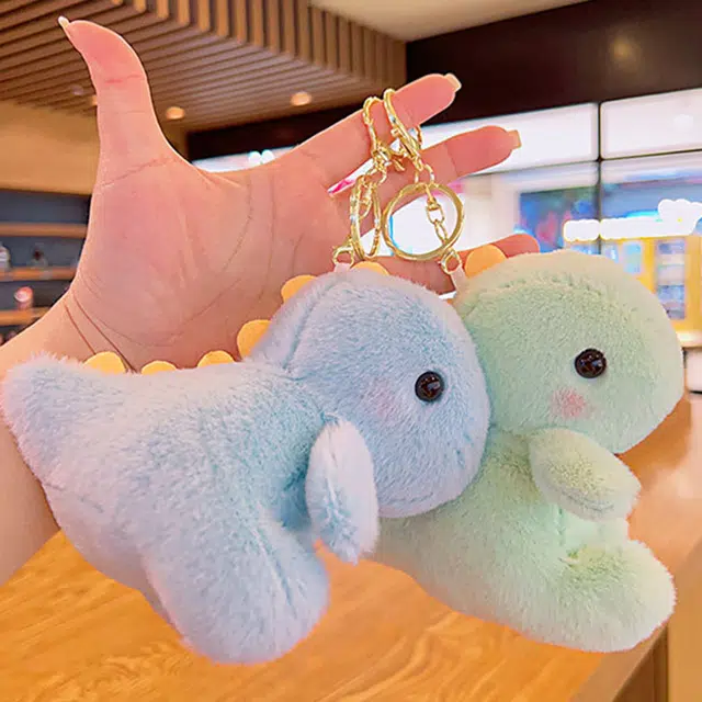 心水好物 精致可爱毛绒恐龙娃娃钥匙扣书包公仔#好运 聚酯纤维 挂件 男女同款情侣款