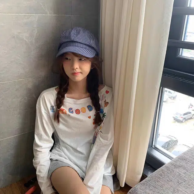 心水好物 日系简约细纹格薄款八角帽显脸小大头围 棉  贝雷帽 男女同款情侣款