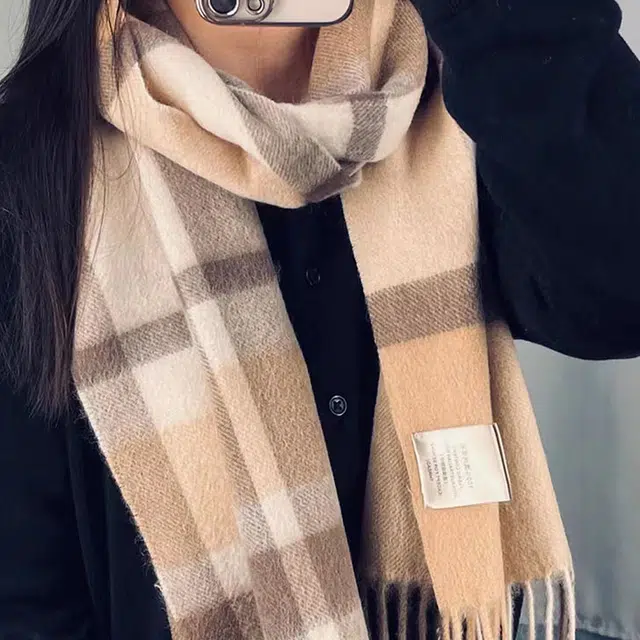 心水好物 英伦学院风经典格纹保暖百搭 绒线围巾 男女同款情侣款