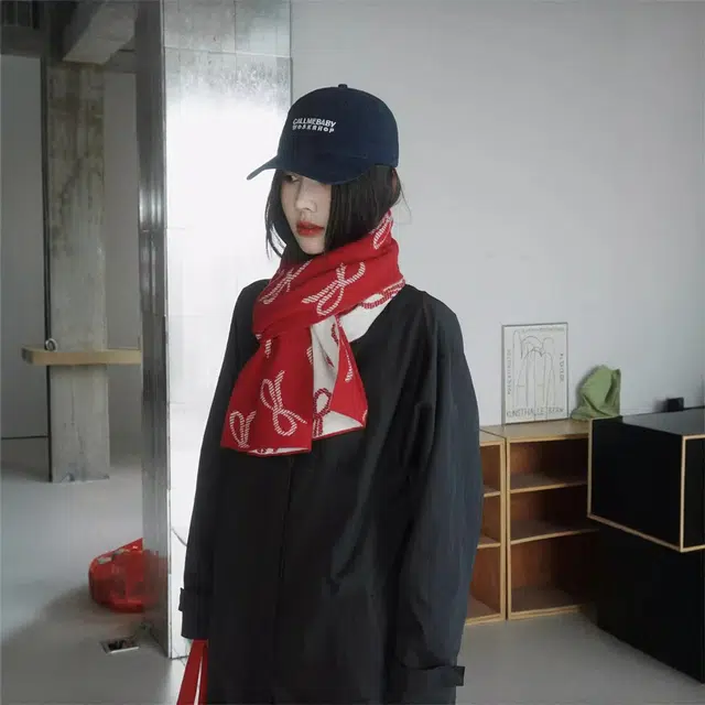 心水好物 秋冬高级感仿羊绒双面蝴蝶结超大加厚百搭保暖潮流 绒线围巾 男女同款情侣款