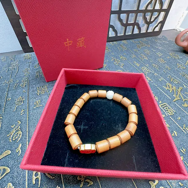 中藏 节节高国潮复古新中式文玩吉祥如意招财纳福 木质 木作手串 男女同款情侣款 崖柏