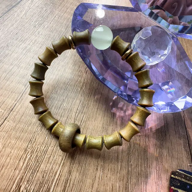 中藏  中藏 节节高升考研考试上岸竹节夜明珠  新中式文玩 小众高级感虎皮檀竹节跑环手串 木作 手串 男女同款情侣款 绿檀