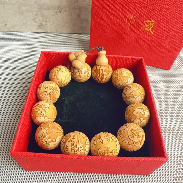中藏 雕刻复古新中式文玩高级 崖柏 木作手串 男款 崖柏