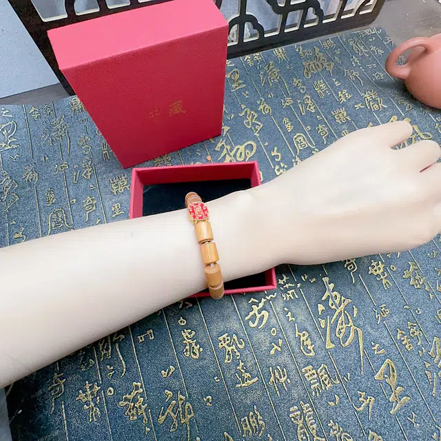 中藏 节节高国潮复古新中式文玩吉祥如意招财纳福 木质 木作手串 男女同款情侣款 崖柏