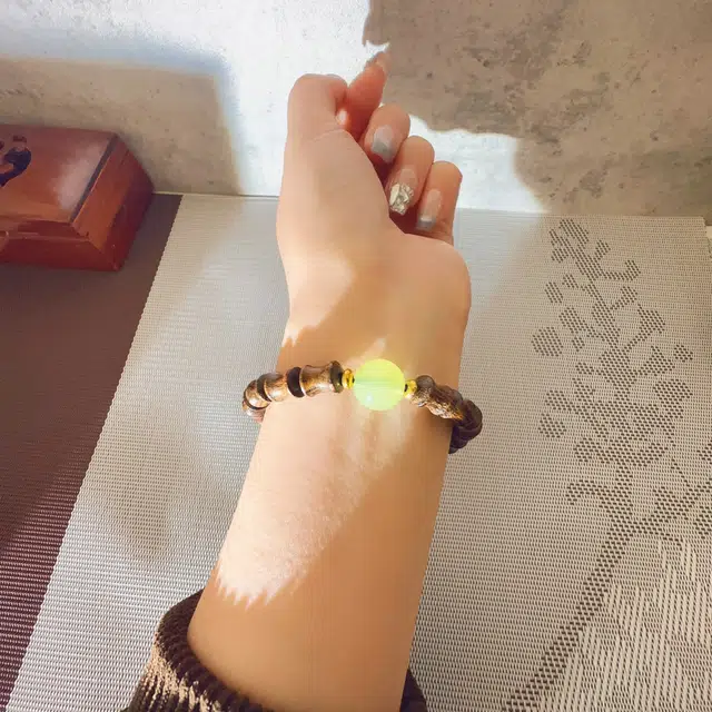 中藏 中藏 节节高升考研考试上岸竹节夜明珠  新中式文玩 小众高级感虎皮檀竹节手串 木质 手串 男女同款情侣款 檀木
