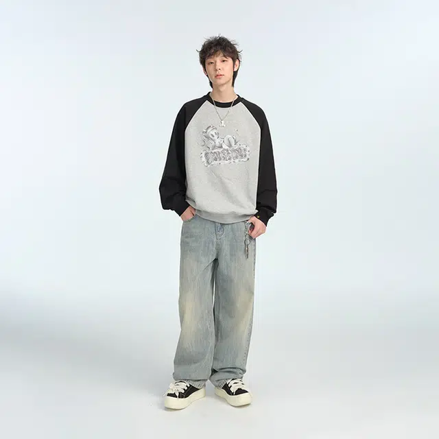 DANGEROUSPEOPLE Little Devil Series Pullover Raglan Sleeve Sweatshirt