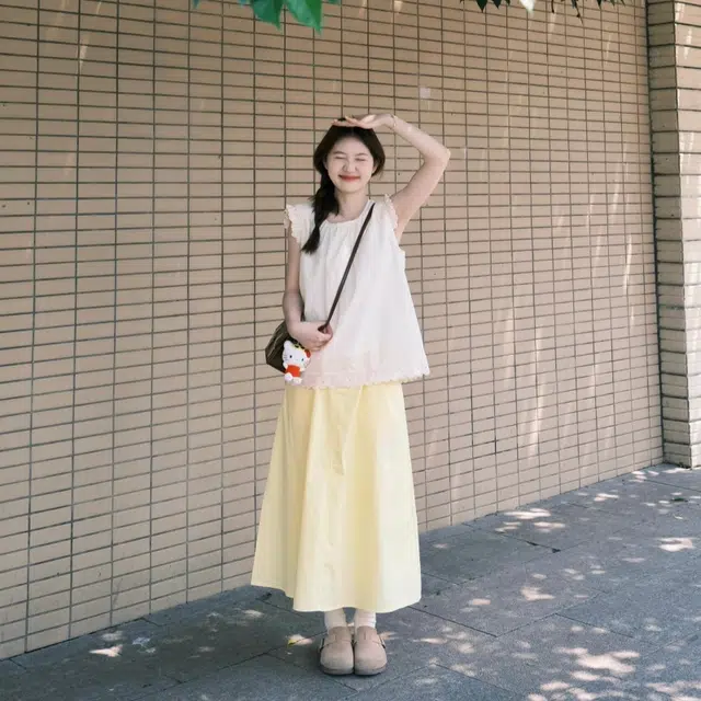 果瑱 时尚一整套穿搭温柔风甜美浪漫小清新清纯背心上衣半身裙小个子高级感设计裙装套装 女款