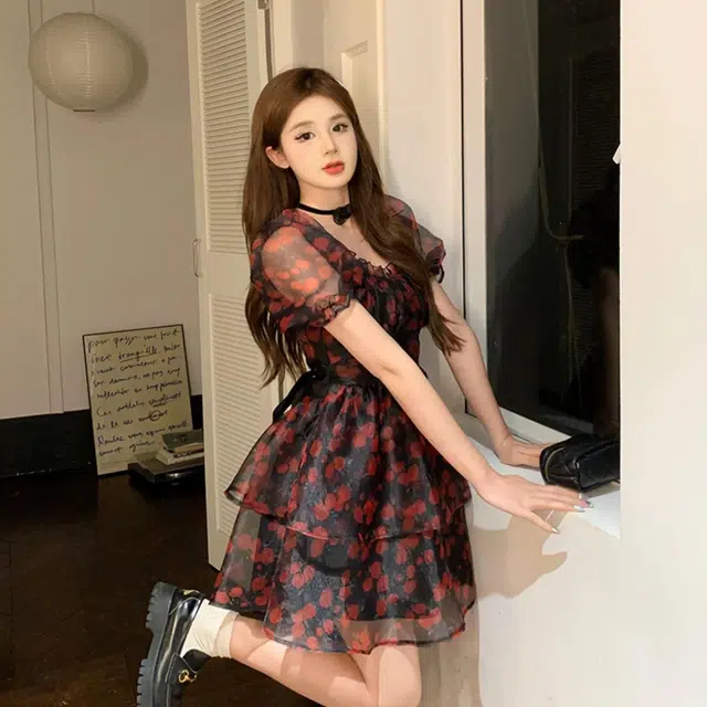 果瑱 时尚潮流百搭简约短袖连衣裙 女款