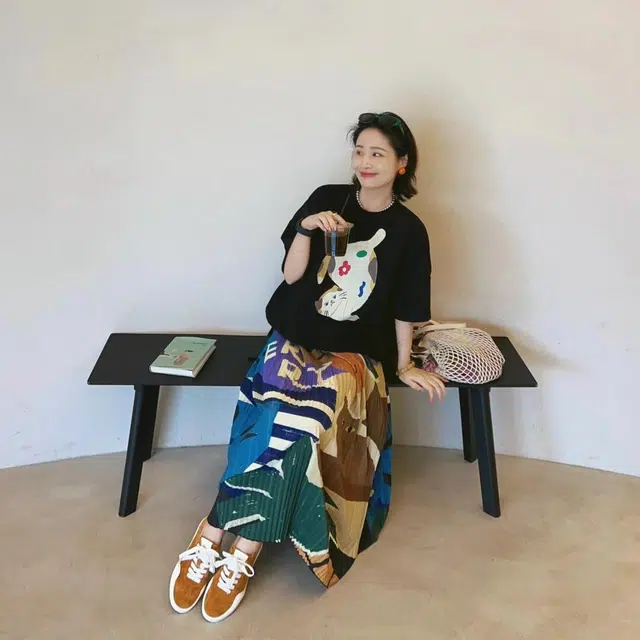果瑱 优雅气质修身性感精致高端名媛时尚印花休闲舒适百搭小众高级设计感上衣百褶半身裙两件套裙装套装 女款