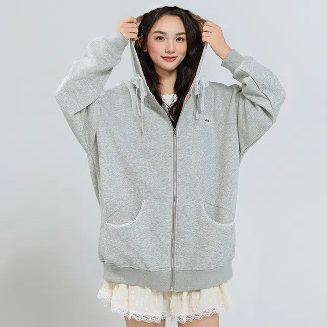 果瑱 韩系慵懒风连帽宽松百搭长袖卫衣 女款 灰色