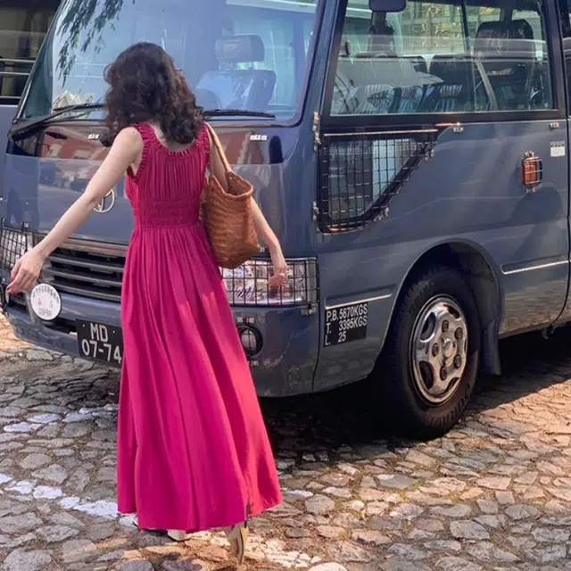 果瑱 优雅复古百搭显瘦吊带连衣裙 女款