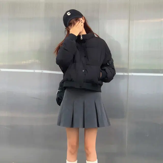 果瑱 短款韩版拼接小个子面包服冬季加厚外套棉服 男女同款 黑色